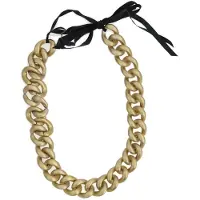 Behave - Ketting - Goudkleurige Schakel - Zwarte Band - Nikkelvrij - Dames