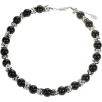 Behave - Klassiek parelcollier met steentjes - 41 cm + 5 cm verlengketting - Zwart