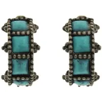 Behave oorbellen stekers halve oorring zilver kleur met blauwe steentjes 1,5 cm – trendy en tijdloze fashionaccessoire