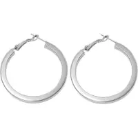 Behave - Zilverkleurige oorring met vierkante vorm - 4 cm diameter