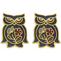 Behave - Oorstekers uil goudkleur emaille blauw vintage look 1,5 cm
