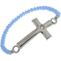 Behave - Rekarmband dames - Zilverkleur blauw kruis - Boho spiritueel