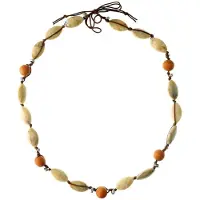 Behave - Lange ketting met bruine en crèmekleurige kralen - 80 cm