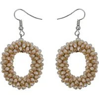 Behave Oorbellen dames taupe - bruin – lange oorbellen facet geslepen - grote rond ovalen oorhangers