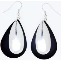 Behave - Oorbellen hanger zwart zilverkleur - Trendy feeststijl 4 cm