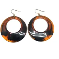 Behave - Oorbellen - Oorhangers Retro Rond Kunststof Bruin - 6.5 cm