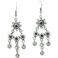Behave - Oorhangers met zwarte bloemen en steentjes - Elegant retro chique