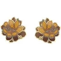 Behave - Oorknopjes dames - bloemmotief - bruin - 1,5 cm