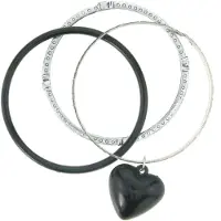 Behave - Armbanden set hart hanger - Zilverkleur zwart - Boho stijl