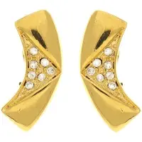 Behave - Clip oorbellen avondstijl 3,5 cm - Goudkleur met steentjes