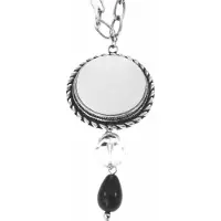 Behave - Lange ketting met grote hanger en zwarte kraal - Mode ketting