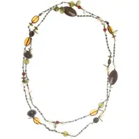 Behave - Lange ketting goudkleur met bruine kralen - Boho stijl