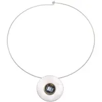 Behave - Korte ketting met ronde hanger en glassteen - 40 cm