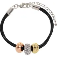 Behave - Armband waxkoord zwart - Kristalhanger - Trendy casual