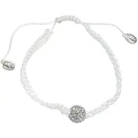 Behave Verstelbare armband met kraal met steentjesBehave - armband met witte koord en kraal - subtiel feestelijk