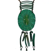 Behave - bohemian ketting blauwgroen met schelp - festival accessoire