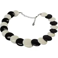 Behave - Statement Ketting - Acryl Beige-Zwart – 42 cm + 7 cm Verlengketting – Lichtgewicht & Modern Design – Nikkelvrij