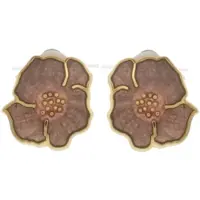 Behave Oorclips - Clip Oorbellen - Bloem - Emaille - Bruin - Goudkleur - 1,5 cm