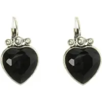 Behave - Oorbellen hanger hart zilverkleur zwart - Elegant detail 2,6 cm
