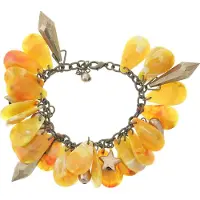 Behave - Bedelarmband geel sterren hartjes - boho zomerstijl 18 cm