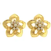 Behave - Oorbellen bloem goudkleur met steentjes - 2 cm