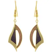 Behave - Oorbelhangers dames - Goudkleur paars emaille - Art deco look