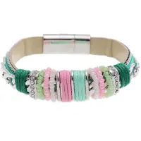 Behave - Groen armbandje met kralen - Boho stijl met magneetsluiting