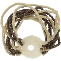 Behave - Armband - hout schelp - beige bruin - boho stijl - nikkelvrij