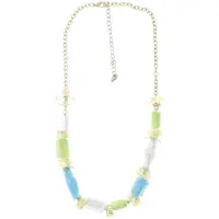 Behave Ketting goudkleur met transparante kralen met glitter – 47 cm mode-accessoire