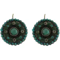 Behave - Oorbellen rond blauwgroen vintage boho - Elke dag stijlvol