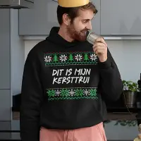 B&C Foute Kerst Hoodie - Kleur Zwart - Dit Is Mijn Kersttrui - Maat XS - Uniseks Pasvorm - Kerstkleding voor Dames & Heren