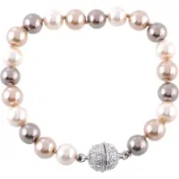 Behave - handgeknoopte parelarmband - zwart grijs crème - chic