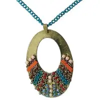 Behave - Lange ketting - Boho stijl - Goudkleur ovaal hanger - 80 cm