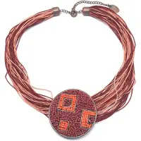 Behave - Ketting dames - Rood - Oranje - Bordeaux - Met hanger - 42 cm