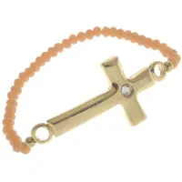 Behave - Rekarmband dames - Goudkleur oranje kruis - Boho spiritueel