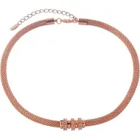 Behave - Korte ketting met kristalstenen - Roségoudkleur - 42 cm + 7 cm verlengketting