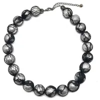 Behave - Parelketting met kanten patroon - Zwart-wit dames ketting 43 cm