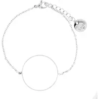 Behave Minimalistische armband met ronde hanger stainless steel (staal) zilver kleur