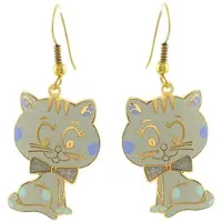 Behave - Oorhangers dames - kattenmotief - grijs - 4 cm