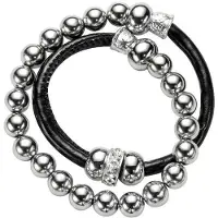 Behave - wikkelarmband met zilverkleurige kralen - party stijl