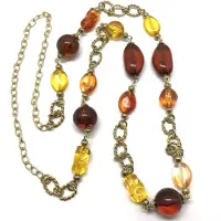 Behave ketting - lange kralen ketting - goudkleur bruin - schakels - 90 cm