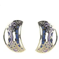 Behave - Oorstekers dames - halvemaanmotief - blauw en paars - 3 cm
