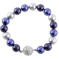 Behave - Blauwe parelarmband met magneetsluiting - feestelijk accent