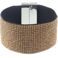 Behave Armband van imitatie suede met steentjes