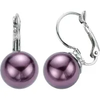 Behave - Parel oorstekers paars 3 cm - elegante avondstijl
