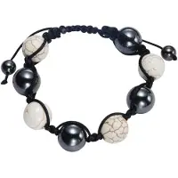 Behave - Armband - Geknoopt met Magnesiet en Antraciet Natuursteen Kralen