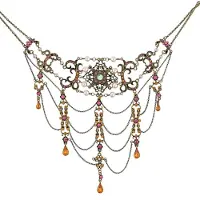 Behave - Art Deco Choker Ketting Dames + Armband - Vintage Antiek Koper Kleur
