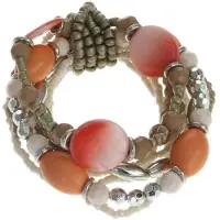 Behave - Kralenarmband zalm oranje bruin - casual kleuraccent cadeau