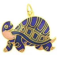 Behave - Hanger schildpad blauw emaille goudkleur - symbolisch talisman