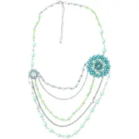 Behave - Statement ketting dames - Groen multi-layer - Boho stijl - 46 cm
